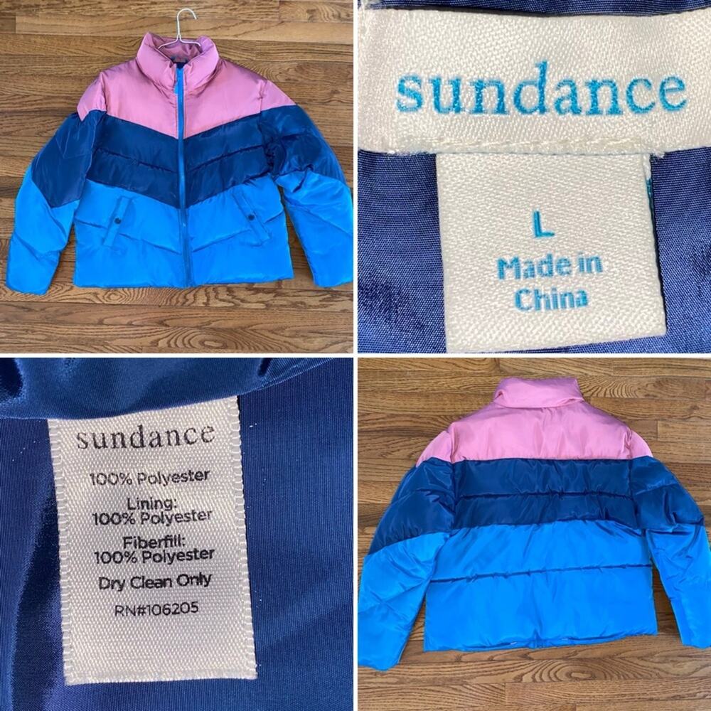 Sundance $249 Greer Retro Puffer Jacket Womens Large EUC